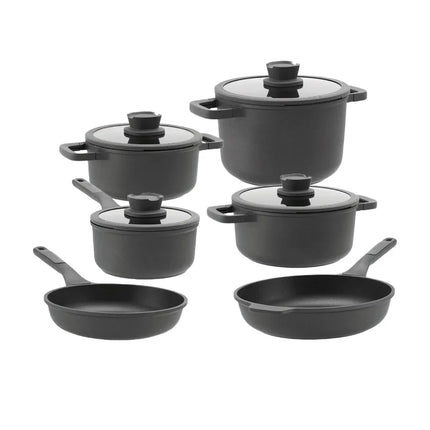 BergHOFF Leo Stone Pfannenset 10-teilig Downdraft + gratis Pfannenschutz