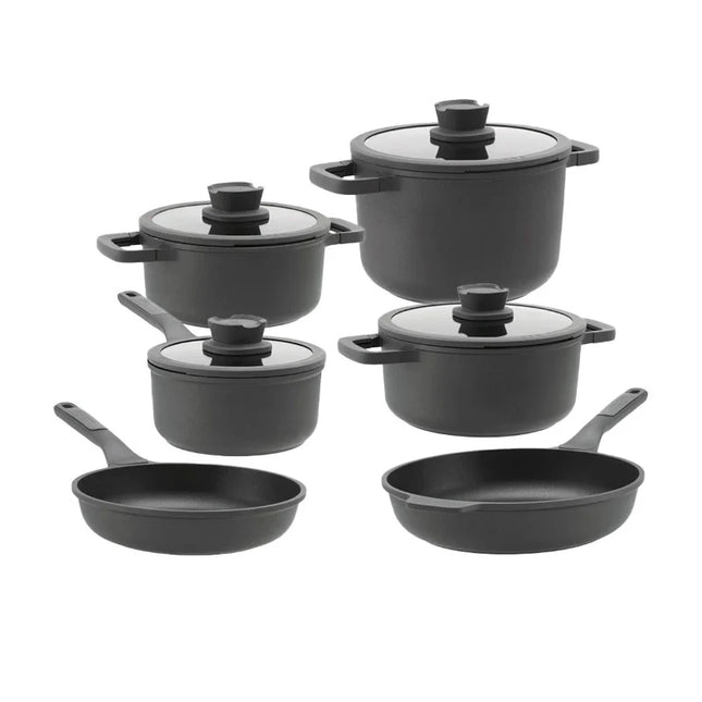BergHOFF Leo Stone Pfannenset 10-teilig Downdraft + gratis Pfannenschutz