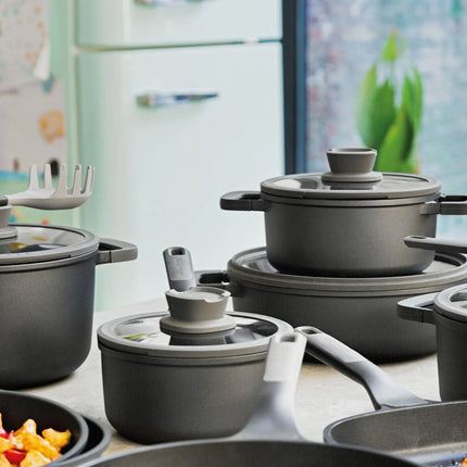 BergHOFF Leo Stone Topfset 11-teilig Downdraft | Mit kostenlosen Pfannenschonern