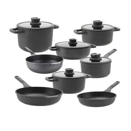 BergHOFF Leo Stone Pfannenset 13-teilig Downdraft + gratis Pfannenschutz