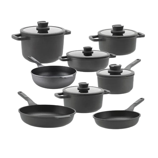 BergHOFF Leo Stone Pannenset 13delig Downdraft + gratis panbeschermers