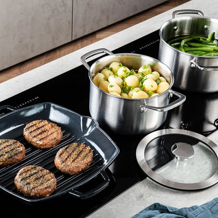 DUCQ Grillpan gietijzer - 28x28 cm Zwart sfeer