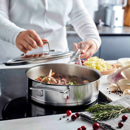 Demeyere Silver 7 Schwenkpfanne / Sautépfanne doppelwandiger Deckel