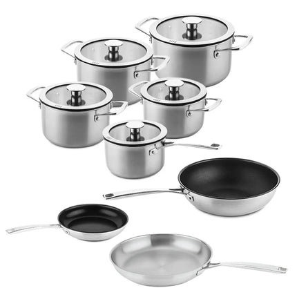 DUCQ Downdraft Triply Pannenset 13delig - RVS koekenpan