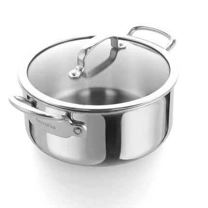 GreenPan Premiere 5-ply kookpan met deksel RVS