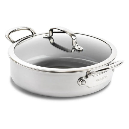 GreenPan Premiere Schwenkpfanne mit Deckel Edelstahl 26 cm