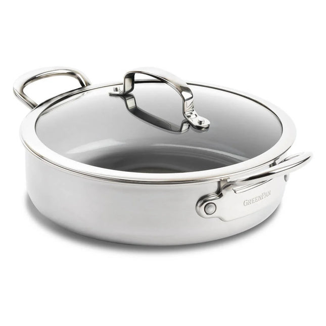 GreenPan Premiere Schwenkpfanne mit Deckel Edelstahl 26 cm