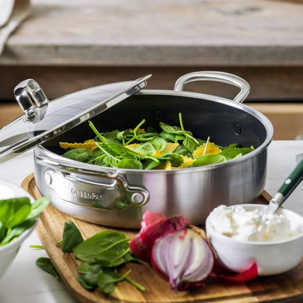 GreenPan Premiere Schwenkpfanne mit Deckel Edelstahl 26 cm
