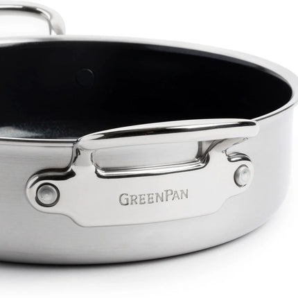GreenPan Premiere Schwenkpfanne mit Deckel Edelstahl 26 cm