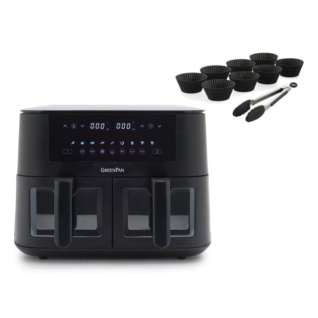 GreenPan Bistro AirFryer DUAL XL + 8-teiliges Backset PFAS-frei