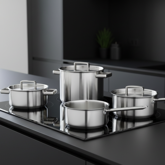 Habonne King Kookpannen set 4 delig Met Stoominzet