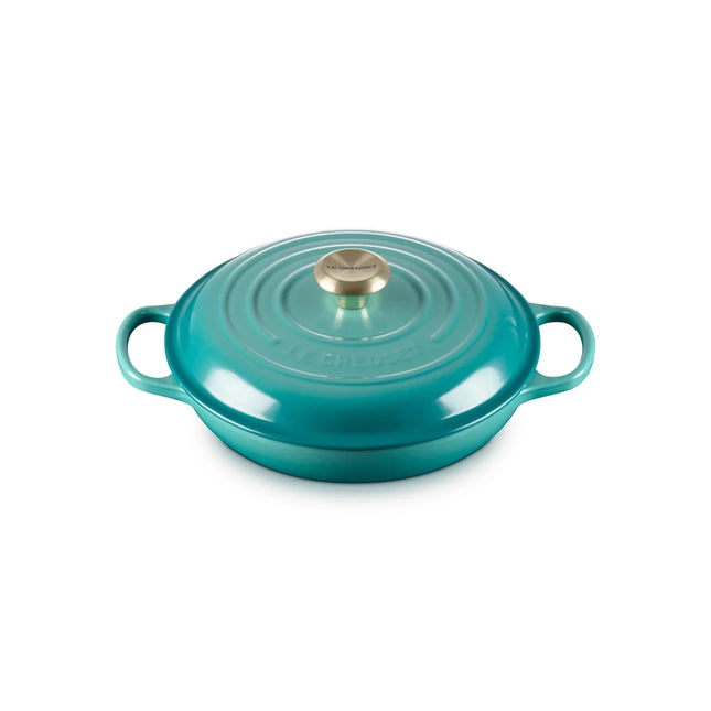 Le Creuset niedriger Bräter Campagnard Signature Bleu Riviera