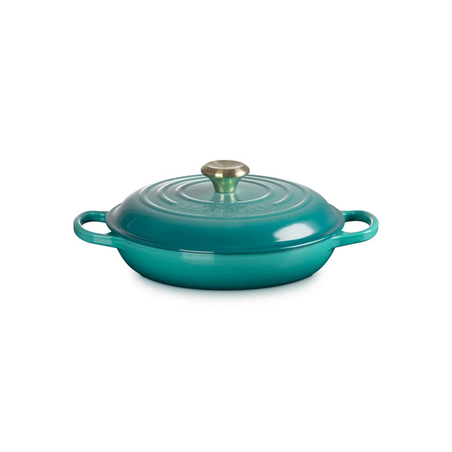 Le Creuset niedriger Bräter Campagnard Signature Bleu Riviera