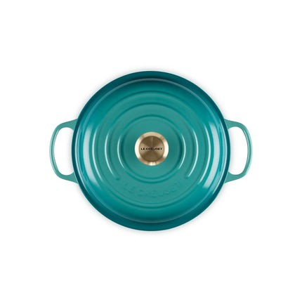 Le Creuset niedriger Bräter Campagnard Signature Bleu Riviera