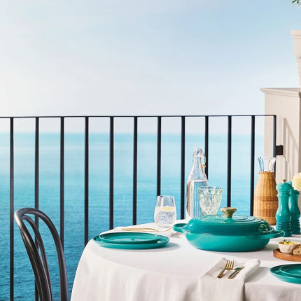 Le Creuset niedriger Bräter Campagnard Signature Bleu Riviera
