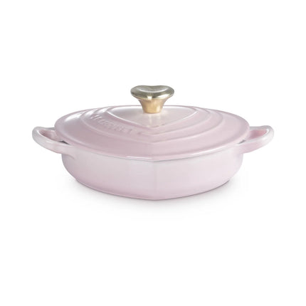 Le Creuset Flacher Bräter Herzform 20 cm / 1 l - Shell Pink