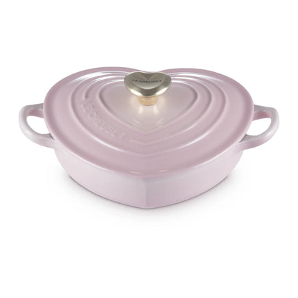 Le Creuset Flacher Bräter Herzform 20 cm / 1 l - Shell Pink