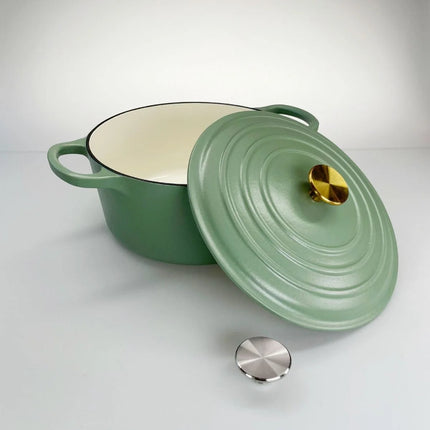 Redelaar Braadpan Gietijzer 26cm / 4.5L Mat Groen open