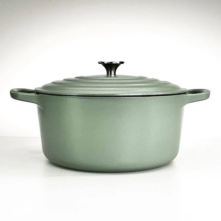 Redelaar Braadpan Gietijzer 26cm / 4.5L Mat Groen voorzijde
