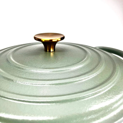 Redelaar Braadpan Gietijzer 26cm / 4.5L Mat Groen gouden knop
