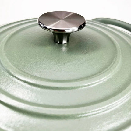 Redelaar Braadpan Gietijzer 26cm / 4.5L Mat Groen zilveren knop