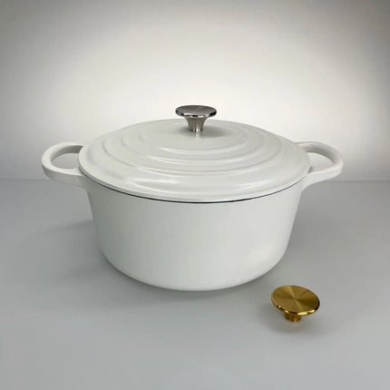 Redelaar Braadpan Gietijzer 26cm / 4.5L Mat Wit voorzijde
