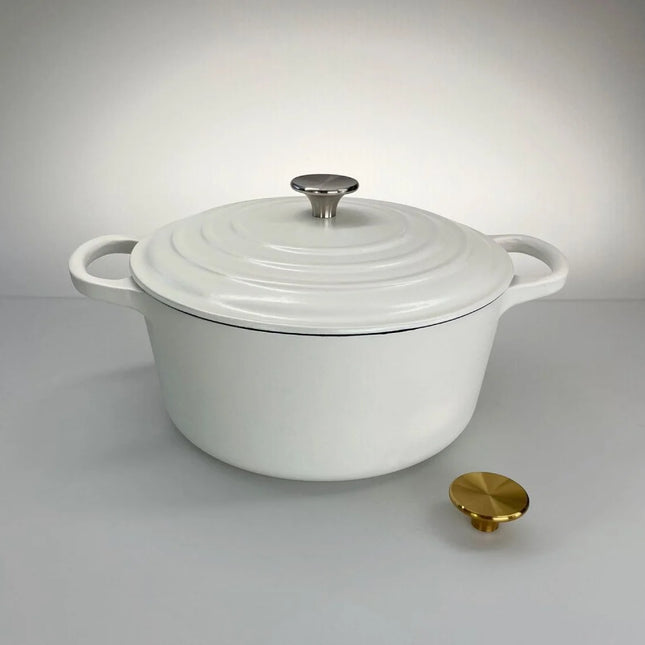 Redelaar Braadpan Gietijzer 26cm / 4.5L Mat Wit voorzijde
