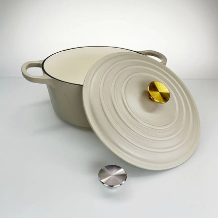 Redelaar Braadpan Gietijzer 26cm / 4.5L Mat light-sandy Beach gouden knop
