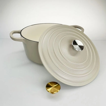 Redelaar Braadpan Gietijzer 26cm / 4.5L Mat light-sandy Beach zilveren knop
