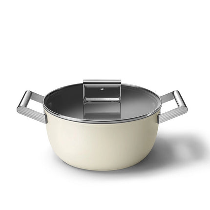 SMEG Bratpfanne Keramikbeschichtung Creme 24cm