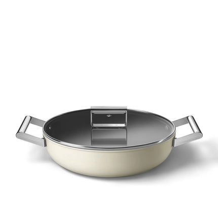 SMEG Schmorpfanne mit Keramikbeschichtung Creme 28cm
