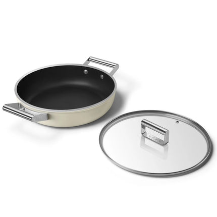 SMEG Schmorpfanne mit Keramikbeschichtung Creme 28cm