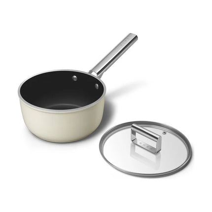 SMEG Stielkasserolle mit Keramikbeschichtung Creme 20 cm
