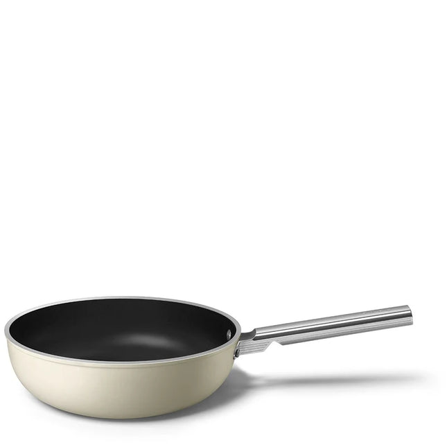 SMEG Wokpfanne mit Keramikbeschichtung Creme 30 cm