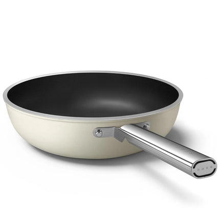 SMEG Wokpfanne mit Keramikbeschichtung Creme 30 cm