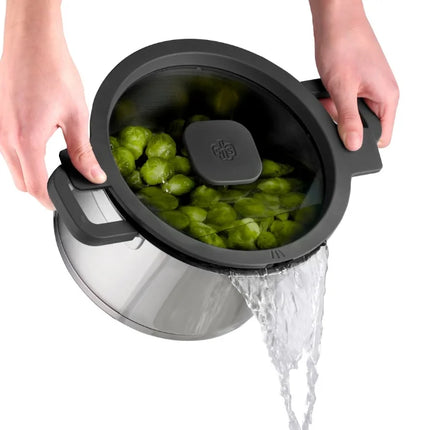 Schulte-Ufer Maxa Kochtopf Edelstahl - mit Glasdeckel, geeignet für Downdraft