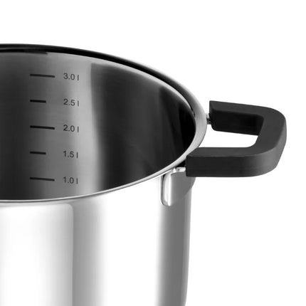 Schulte-Ufer Maxa Kochtopf Edelstahl - mit Glasdeckel, geeignet für Downdraft