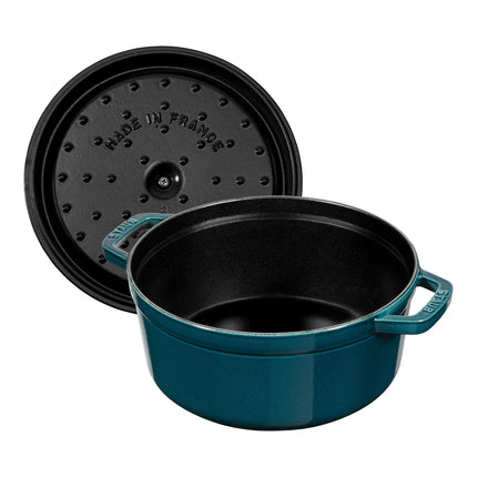 Staub Braadpan Gietijzer La Mer Blauw 24 cm open