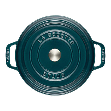 Staub Braadpan Gietijzer La Mer Blauw 24 cm bovenaanzicht
