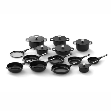BergHOFF Leo Phantom Pfannenset - 14-teiliges Downdraft XXXL Komplettset