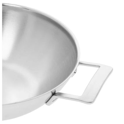 Demeyere Industry 5 Edelstahl-Wokpfanne - 30 cm - 2 Griffe - mit gratis Glasdeckel