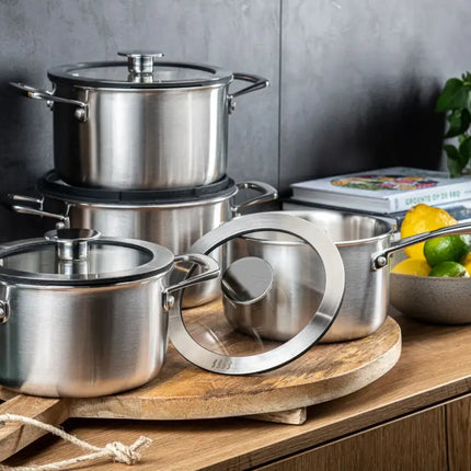 DUCQ Downdraft Triply Pannenset 13delig - RVS koekenpan sfeer