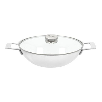 Demeyere Industry 5 Edelstahl-Wokpfanne - 30 cm - 2 Griffe - mit gratis Glasdeckel